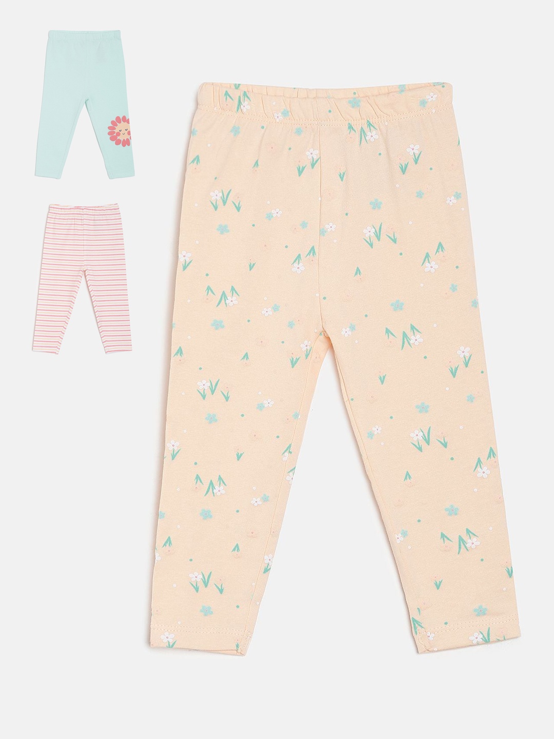 

MINI KLUB Infant Girls Pack Of 3 Cotton Leggings, Blue