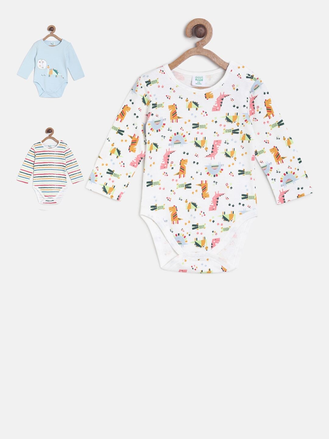

MINI KLUB Infant Boys Pack Of 3 Pure Cotton Bodysuits, White