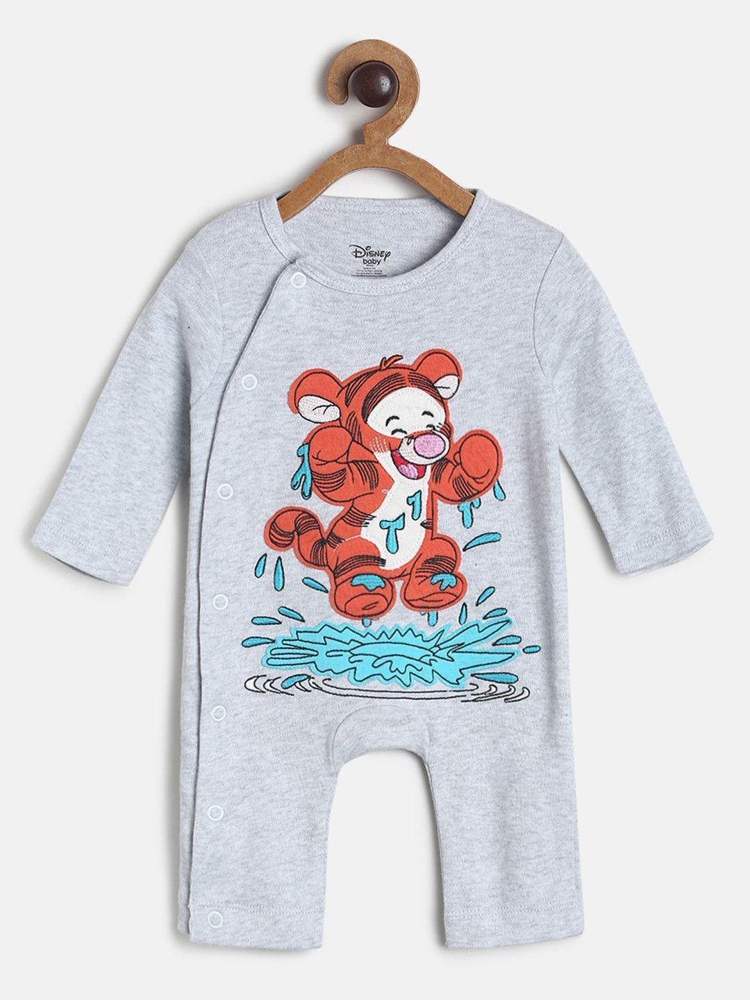 

MINI KLUB Infant Kids Grey & Orange Printed Pure Cotton Rompers