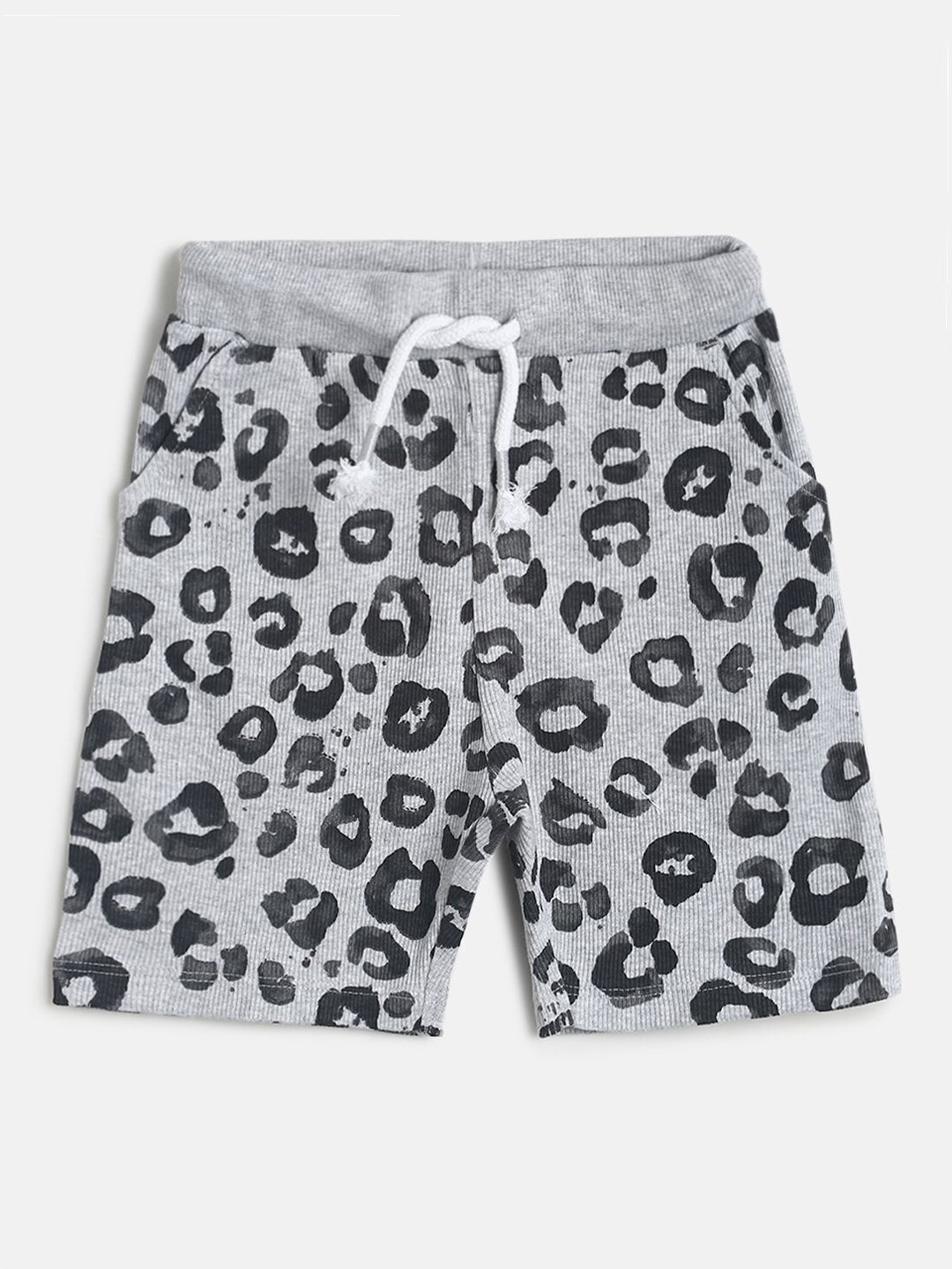 

MINI KLUB Boys Grey Animal Printed Regular Shorts