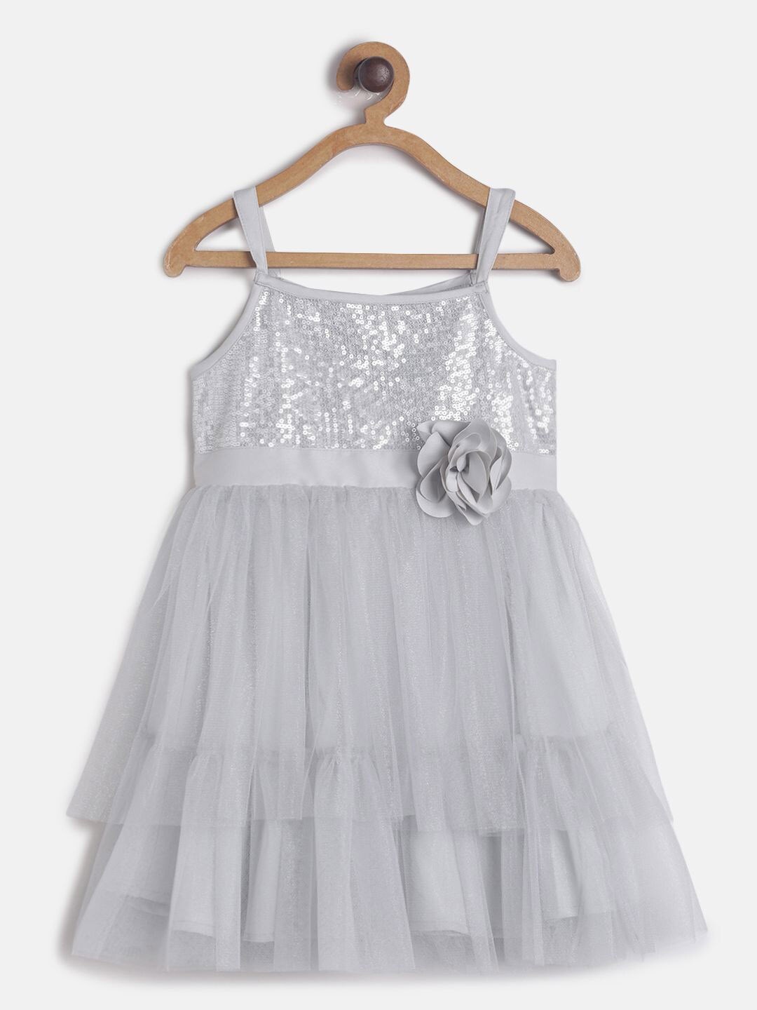 

MINI KLUB Girls Grey Embellished A-line Dress