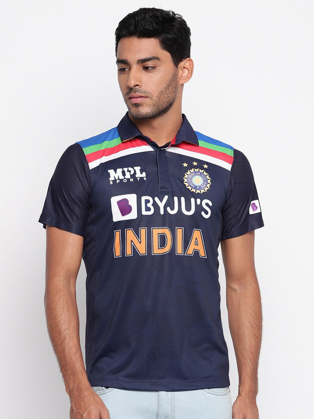 

MPL SPORTS Men Blue Official Team India Fan Retro Jersey Polo Collar T-shirt