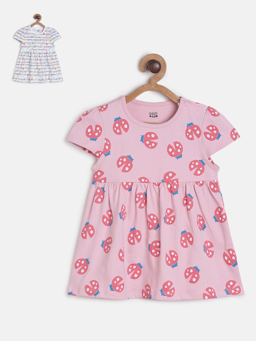 

MINI KLUB Girls Pack Of 2 Printed Dresses, Pink