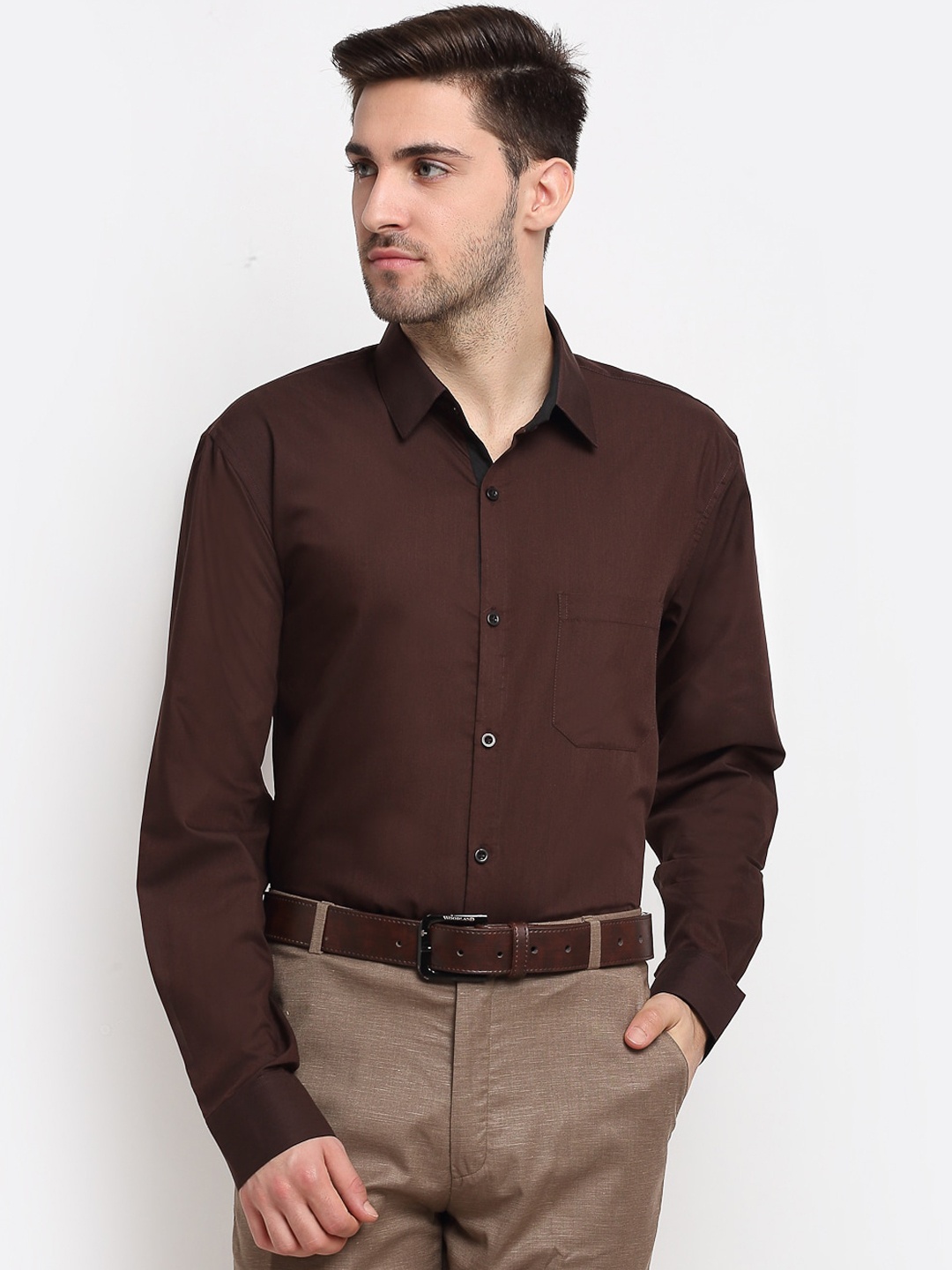 

JAINISH Men Coffee Brown Smart Opaque Formal Shirt