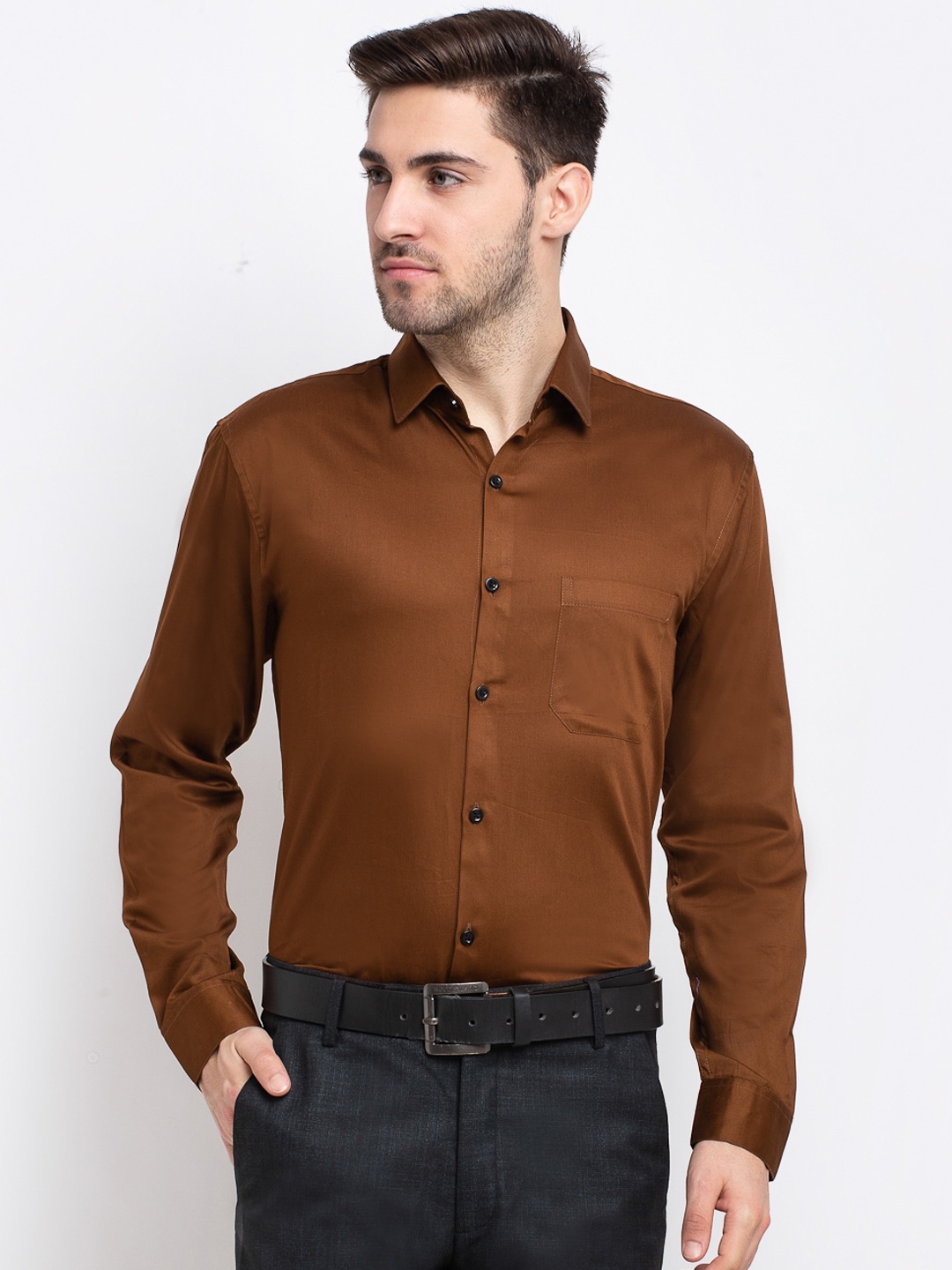 

JAINISH Men Coffee Brown Smart Opaque Formal Shirt
