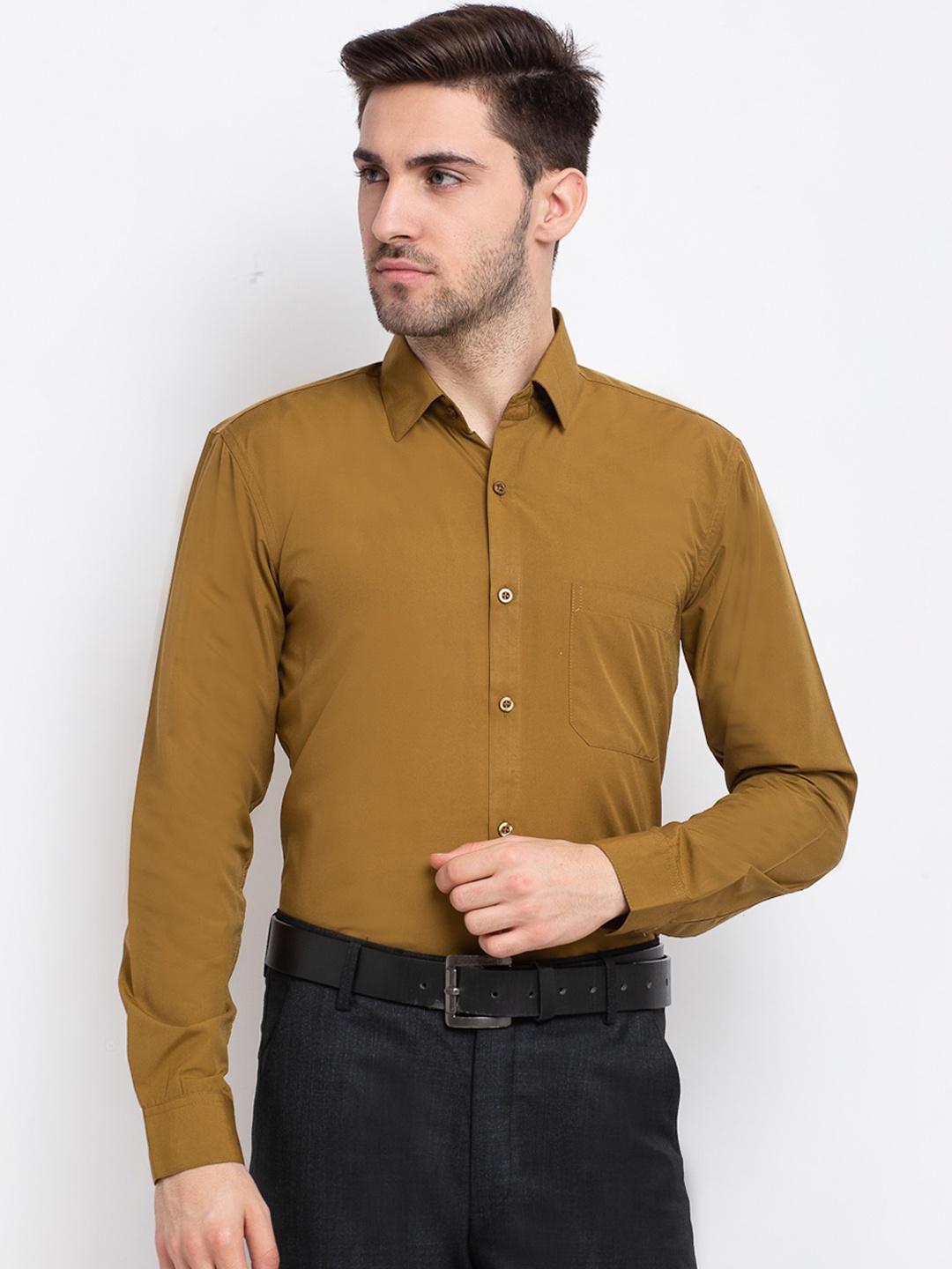 

JAINISH Men Mustard Yellow Smart Opaque Formal Shirt