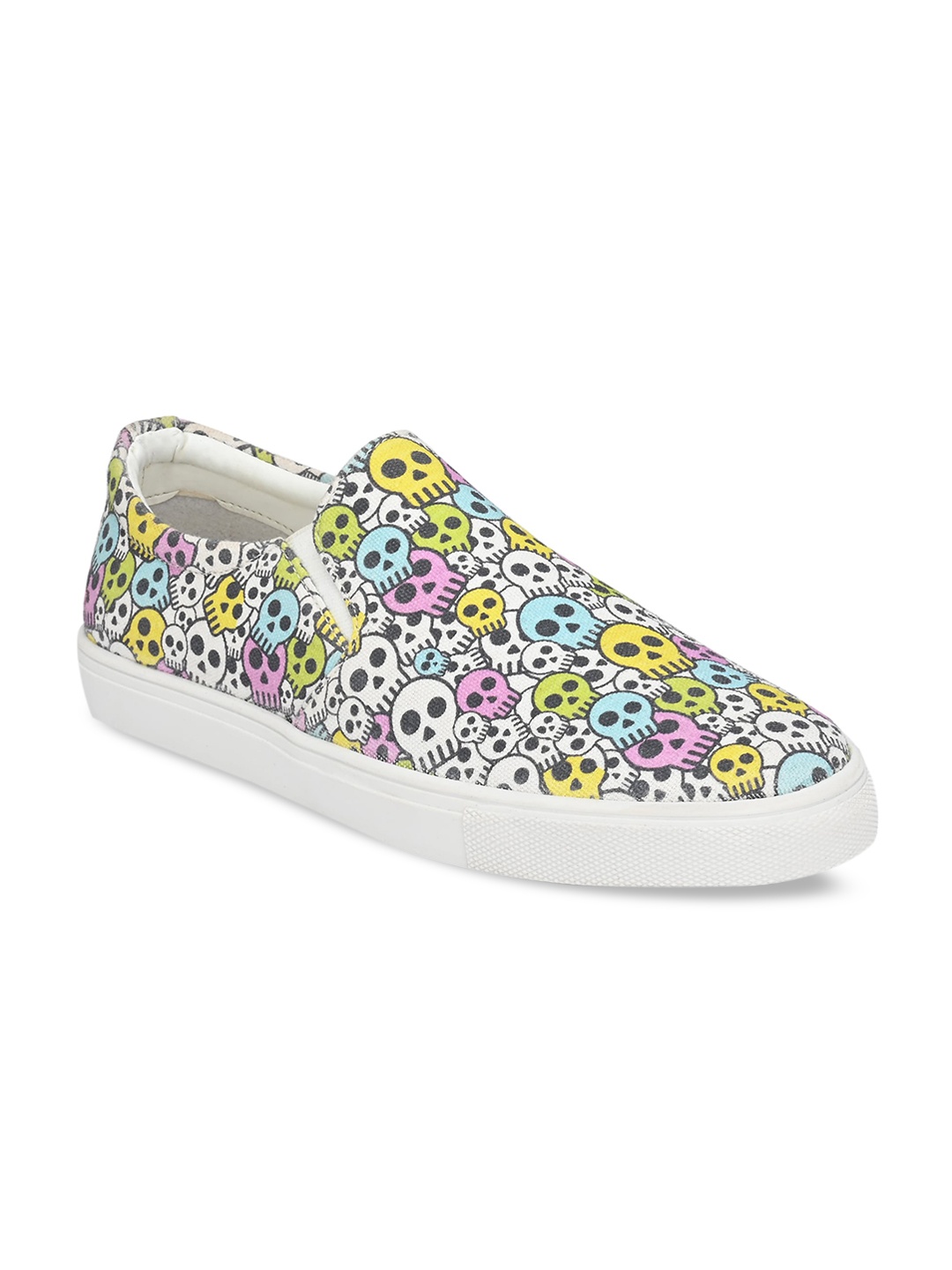 

KLEAT Men Multicoloured Skull Printed Slip-On Sneakers, Multi