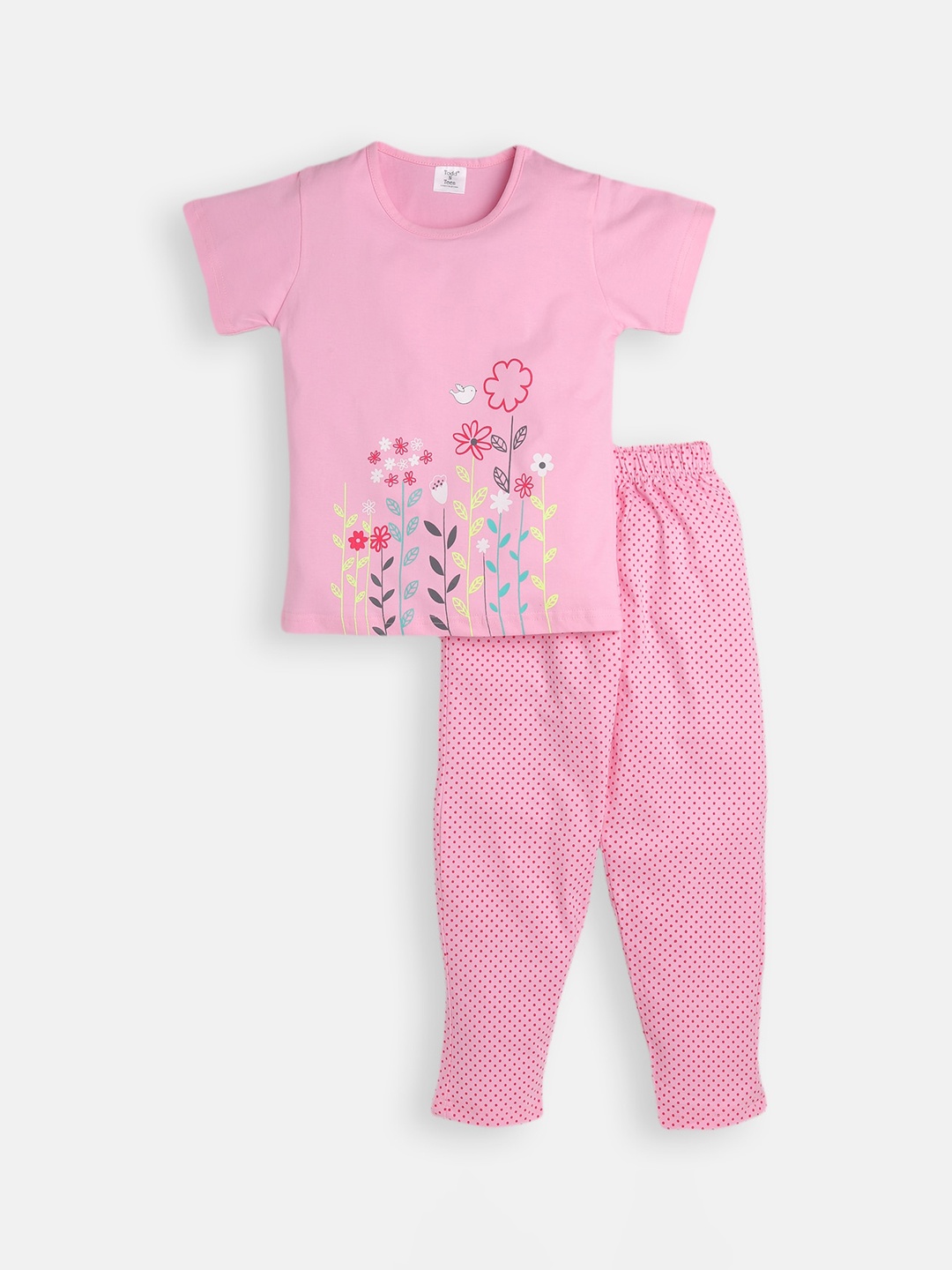 

Todd N Teen Girls Pink & Red Cotton rinted Night suit