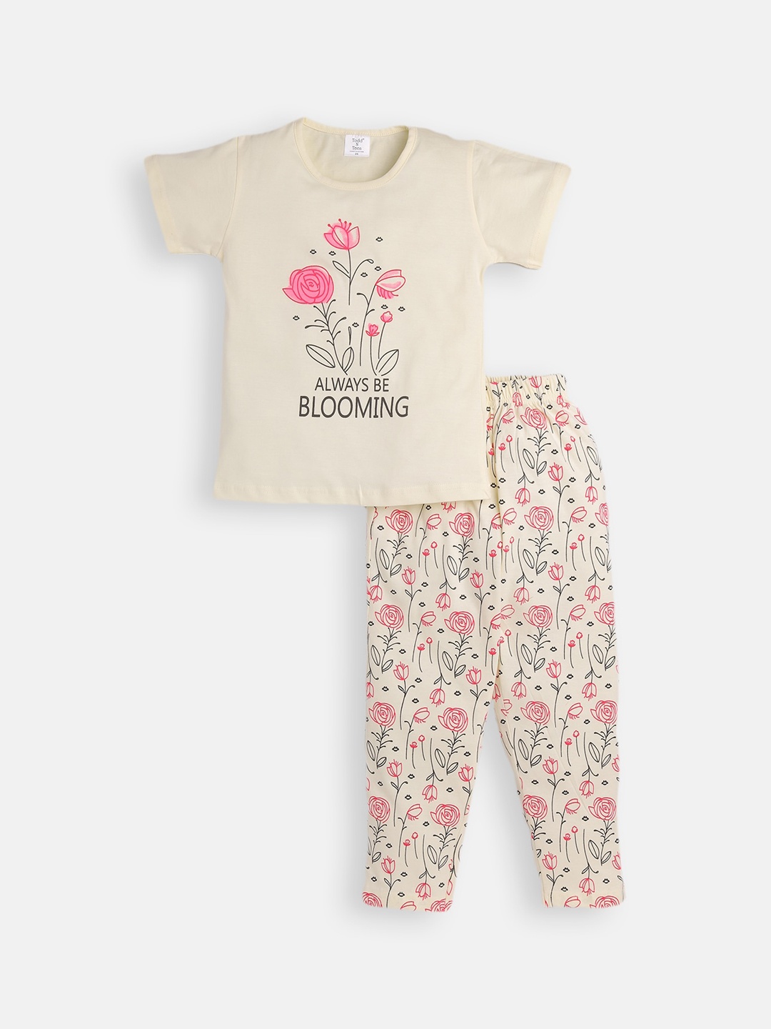 

Todd N Teen Girls Yellow & Pink Cotton Printed Night suit
