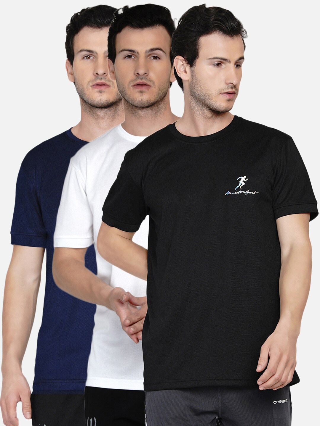 

ARMISTO Men Pack Of 3 Dri-FIT Training or Gym T-shirts, Black