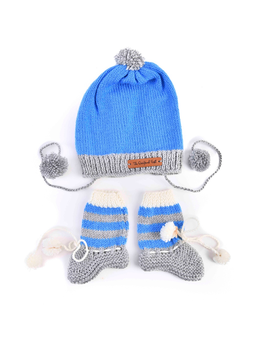 

The Original Knit Kids Blue & Grey Colourblocked Beanie