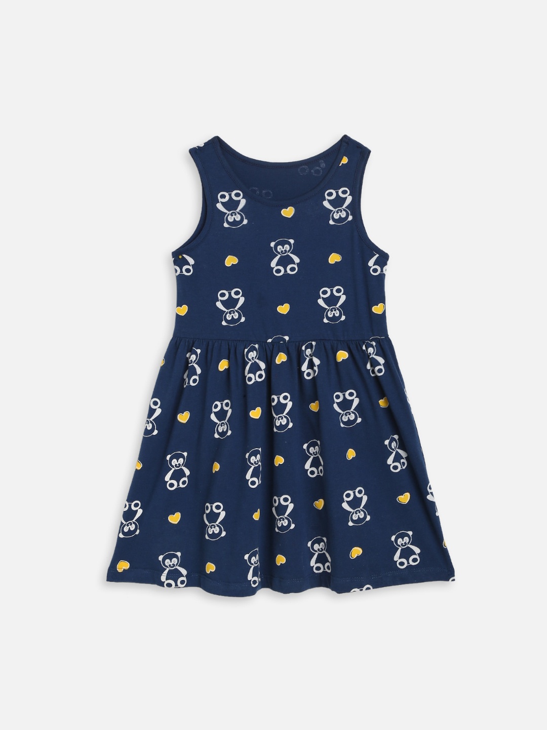 

YK Navy Blue & White Cotton Panda Printed Dress