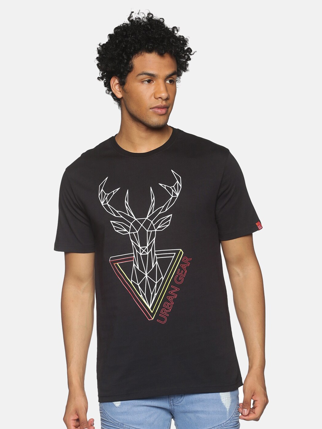 

UrGear Men Black Printed T-shirt