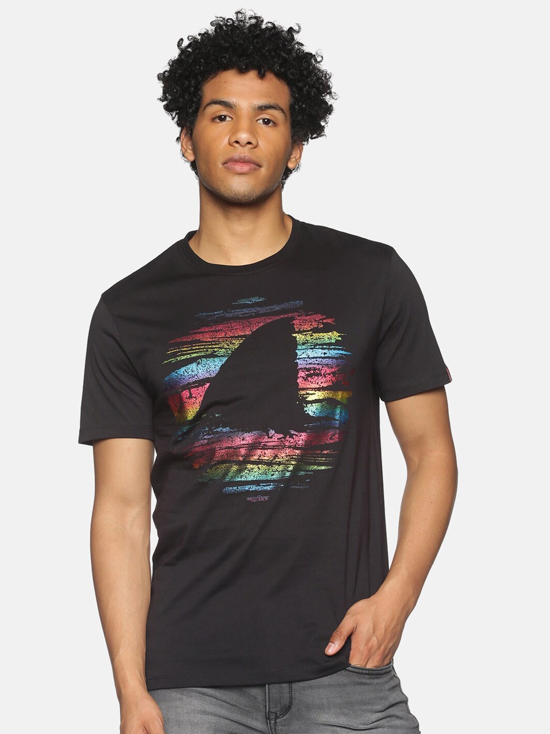 

UrGear Men Black Printed T-shirt