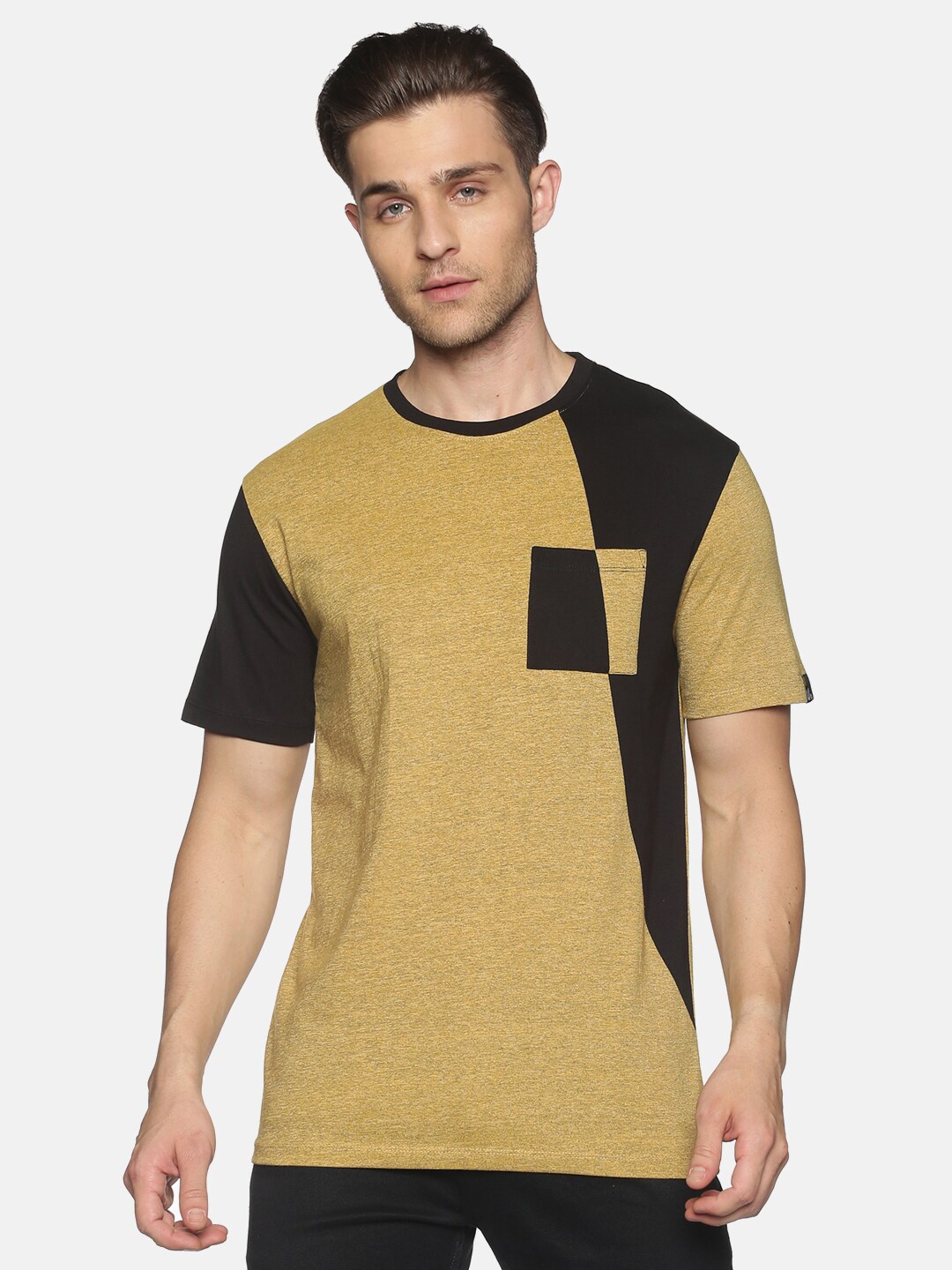 

UrGear Men Yellow Colourblocked T-shirt