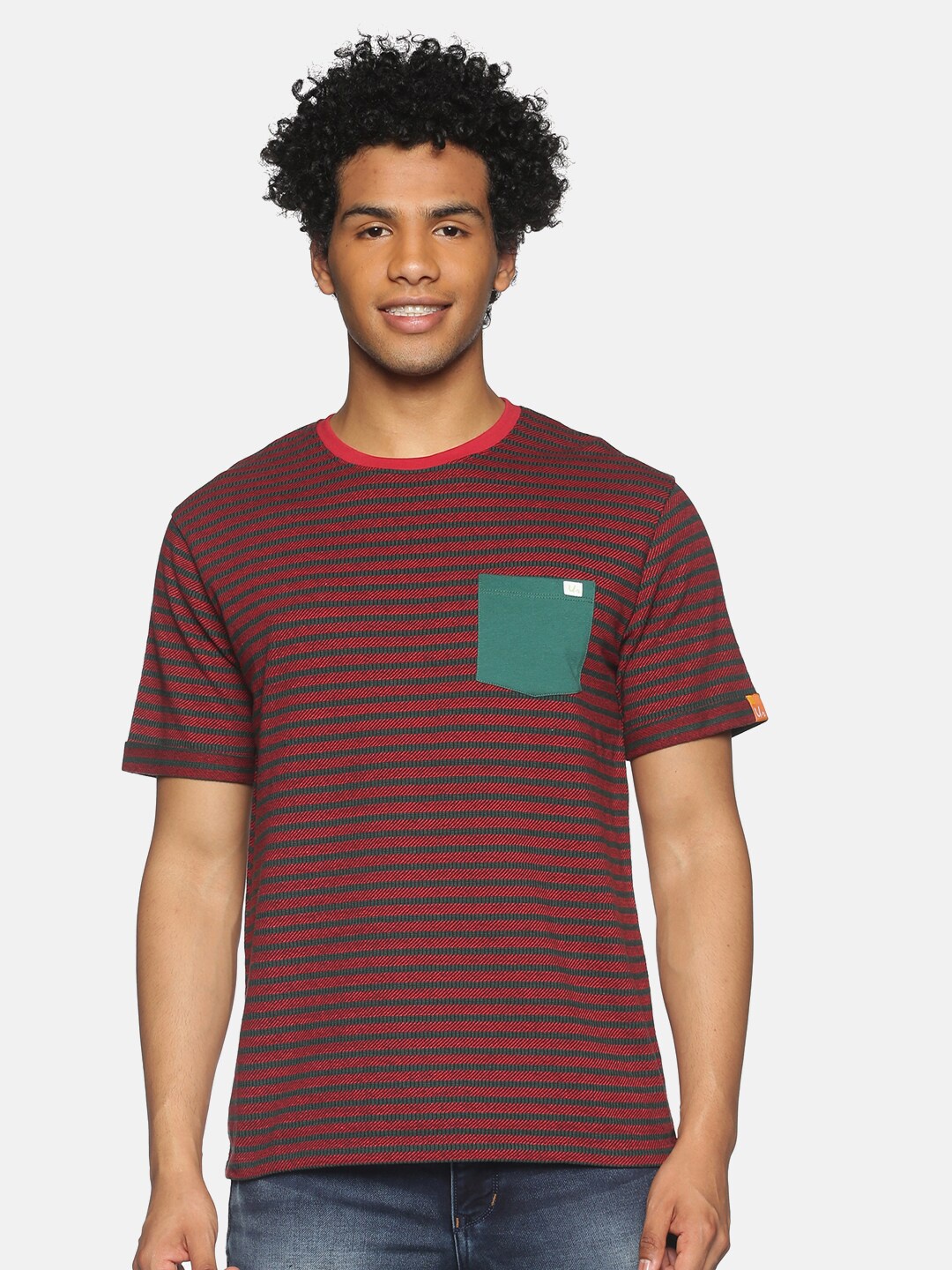 

UrGear Men Red Striped T-shirt