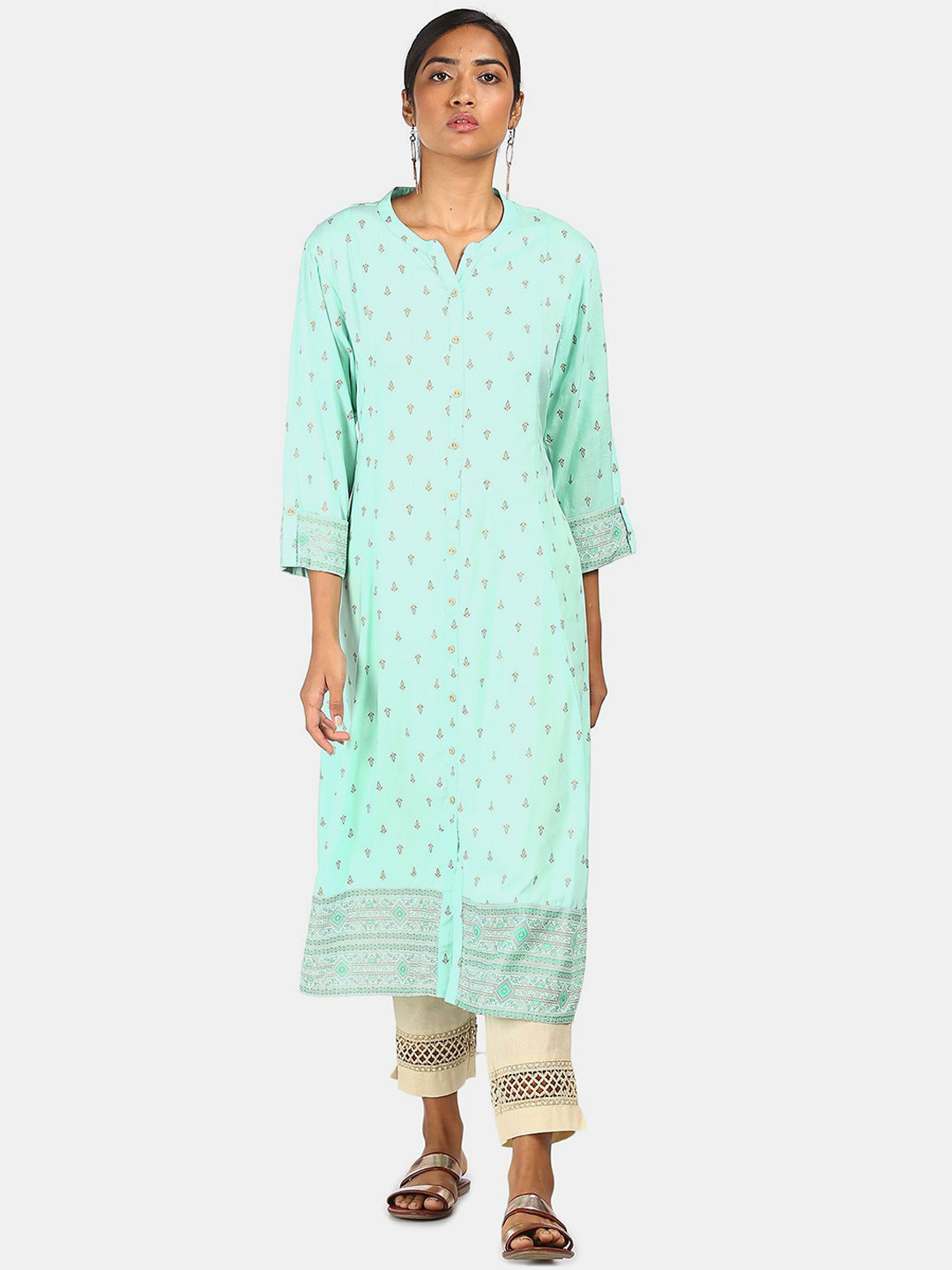 

Anahi Women Blue Floral Printed A-Line Kurta