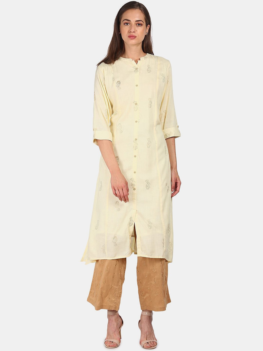 

Anahi Women Beige Floral Printed A-Line Kurta