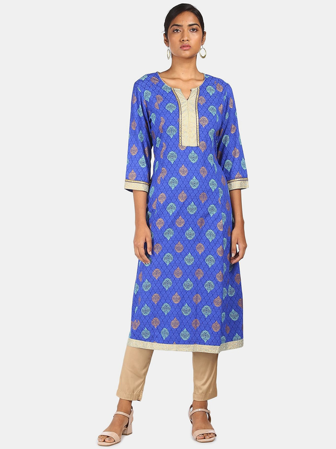 

Anahi Women Blue Ethnic Motifs Printed A-Line Kurta