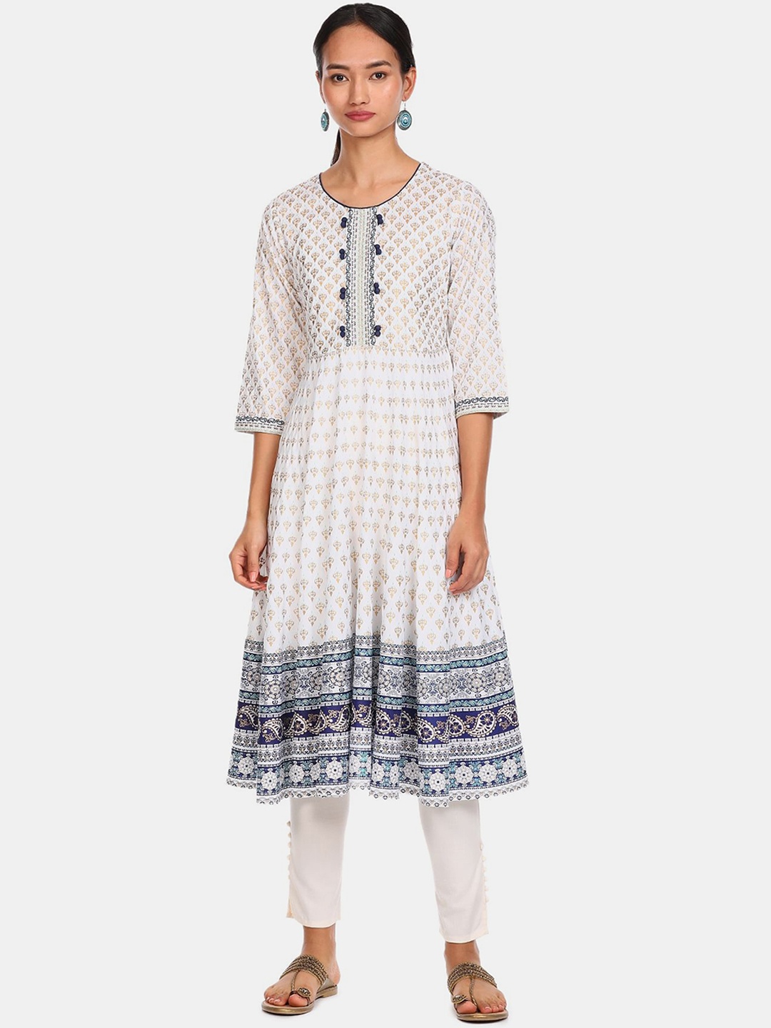 

Anahi Women White Ethnic Motifs Printed A-Line Kurta