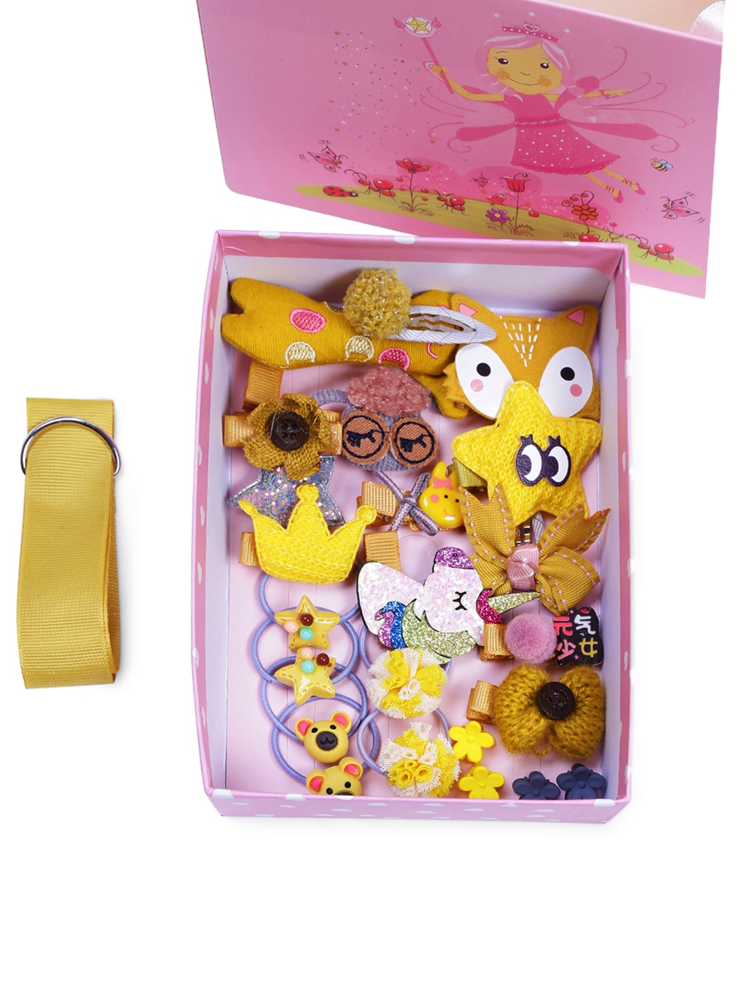 

Yellow Chimes Set of 24 Girls Yellow & Grey Hair Clips and Band Assortment Gift Box