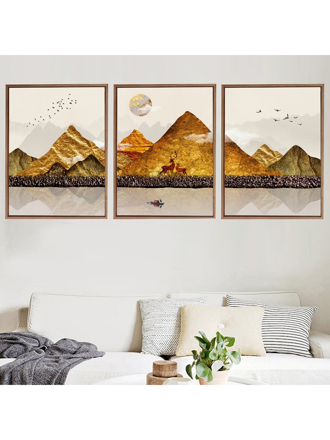 

Art Street Set Of 3 Mountain Framed Canvas Art Print Paintings, White