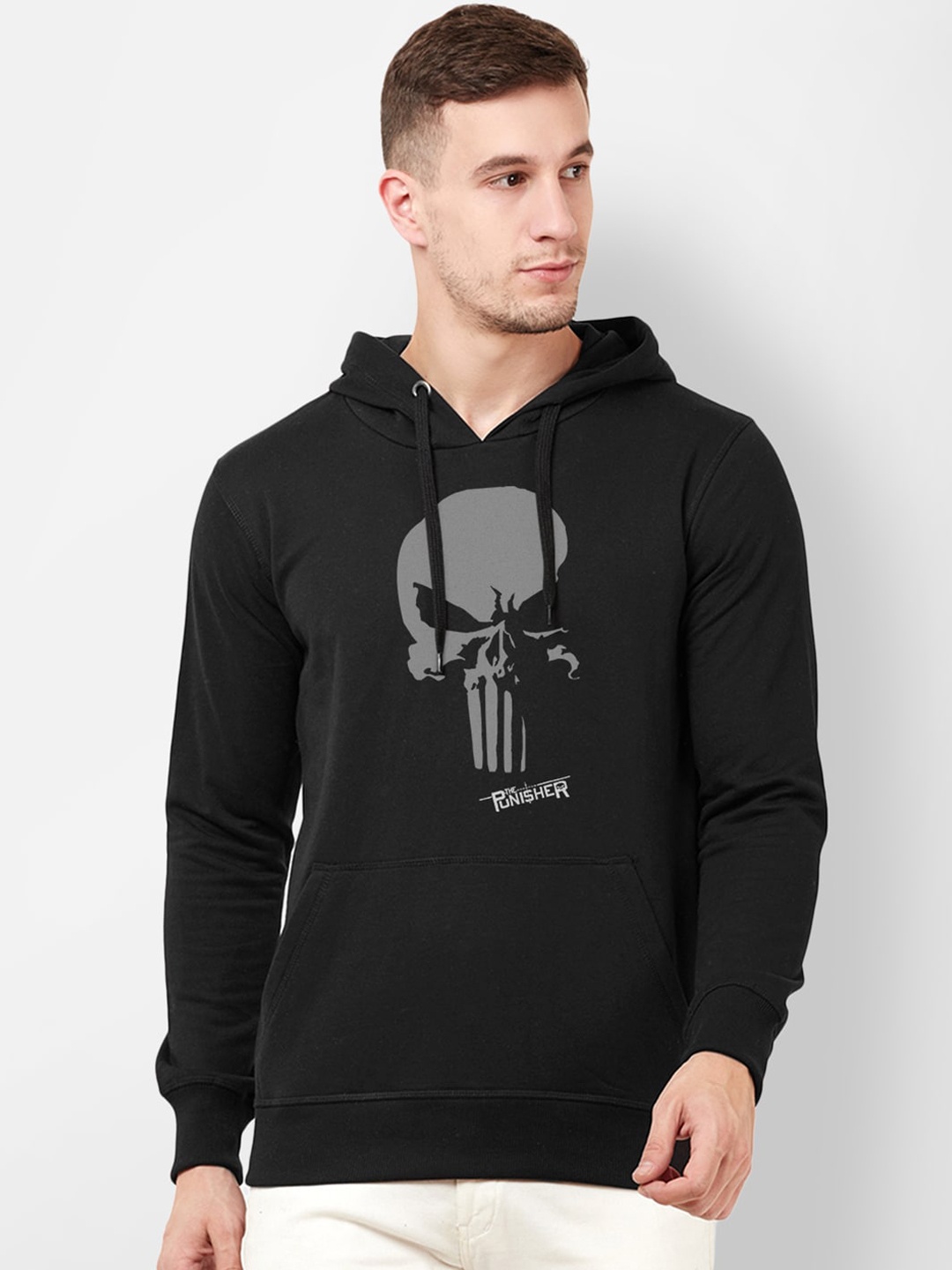 

Free Authority Men Black Punisher Printed Hooded Sweatshirt