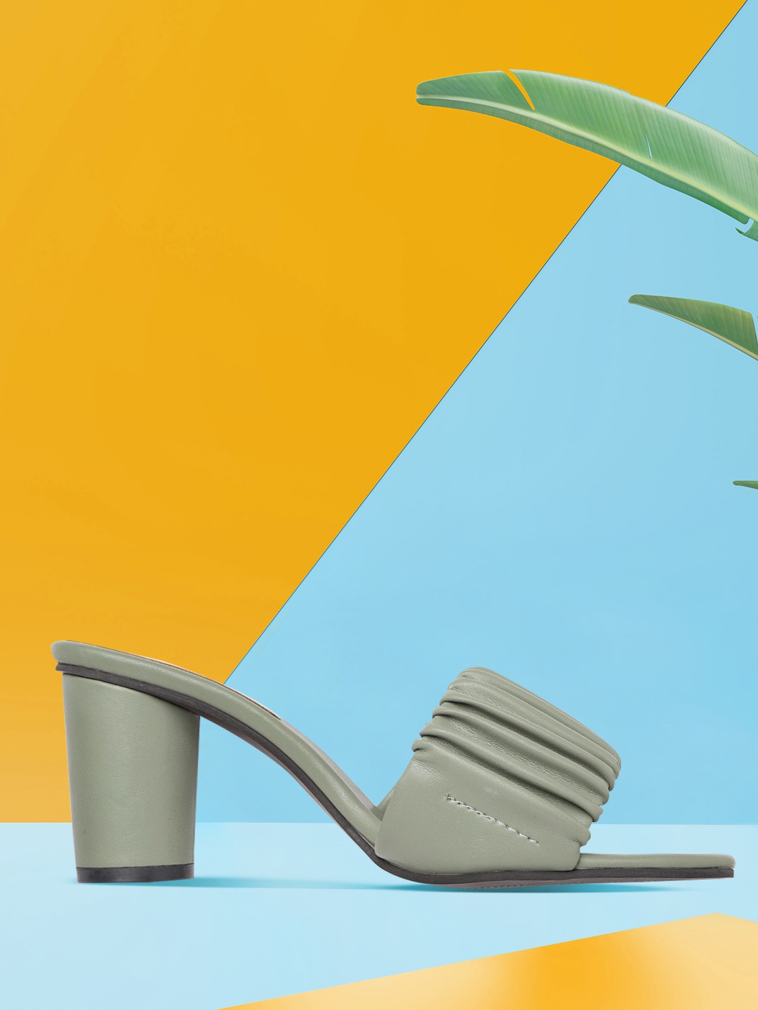 

CORSICA Women Olive Green Ruched Block Heels