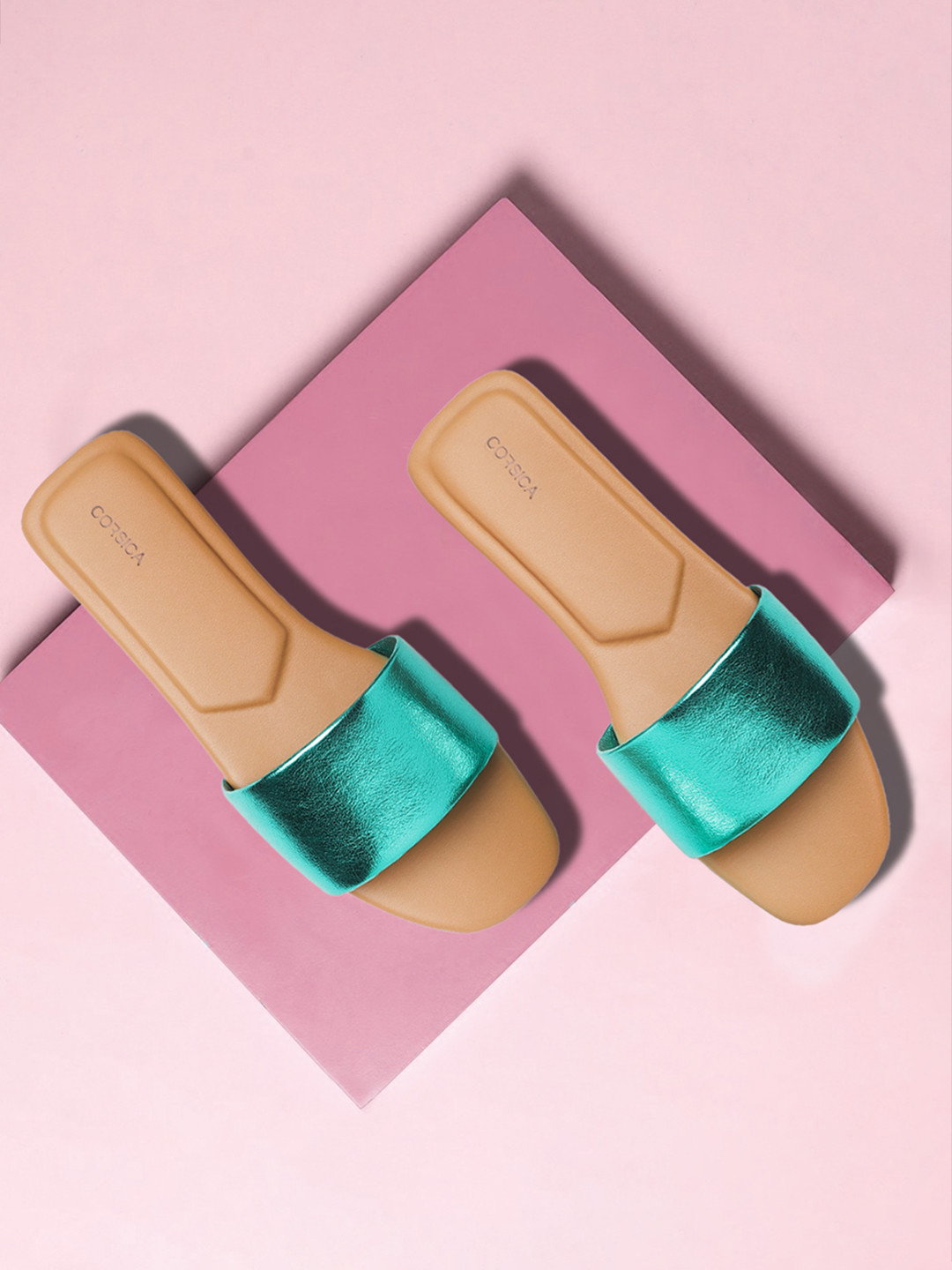

CORSICA Women Green Solid Open Toe Flats