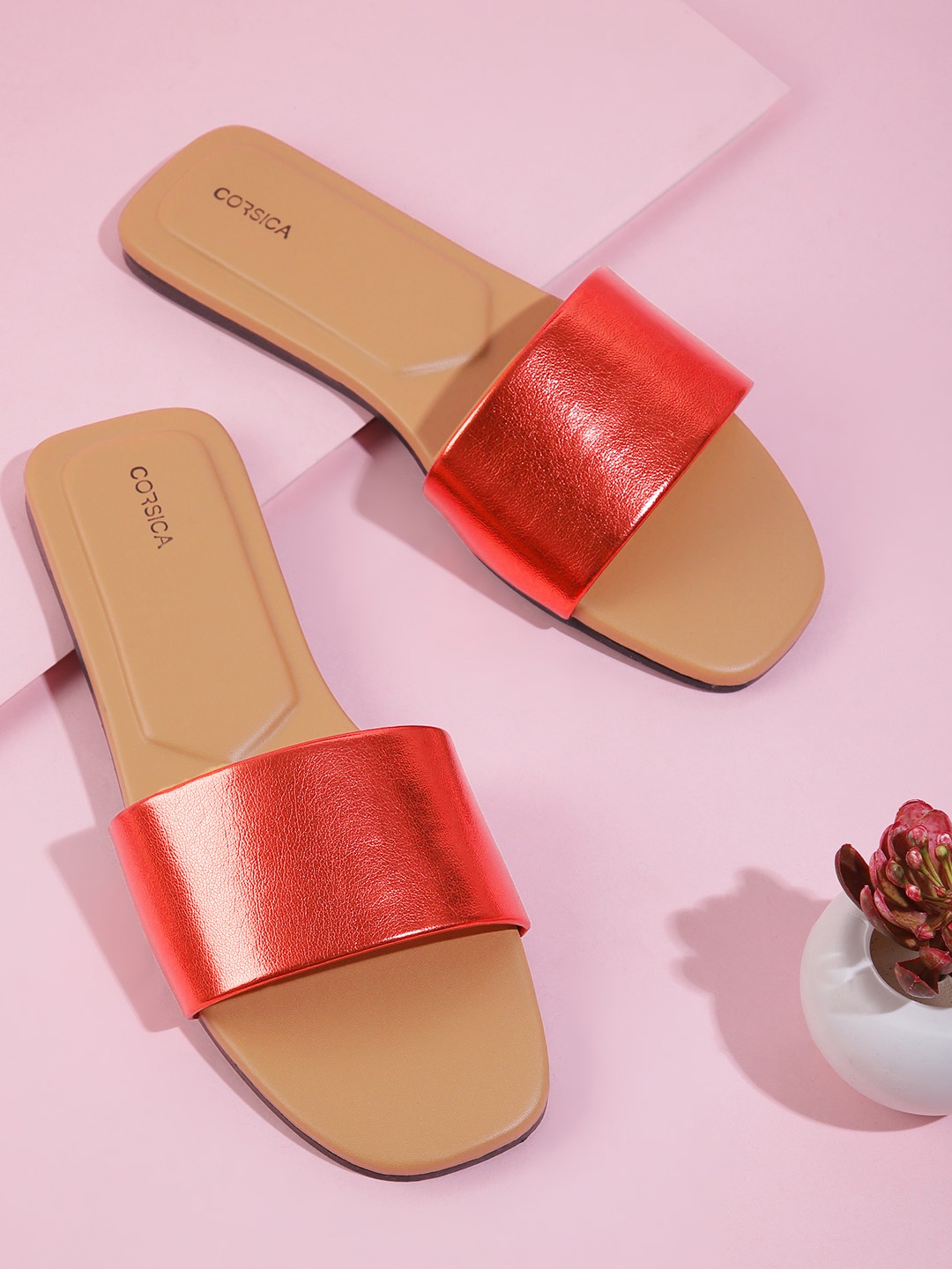 

CORSICA Women Red Solid Open Toe Flats