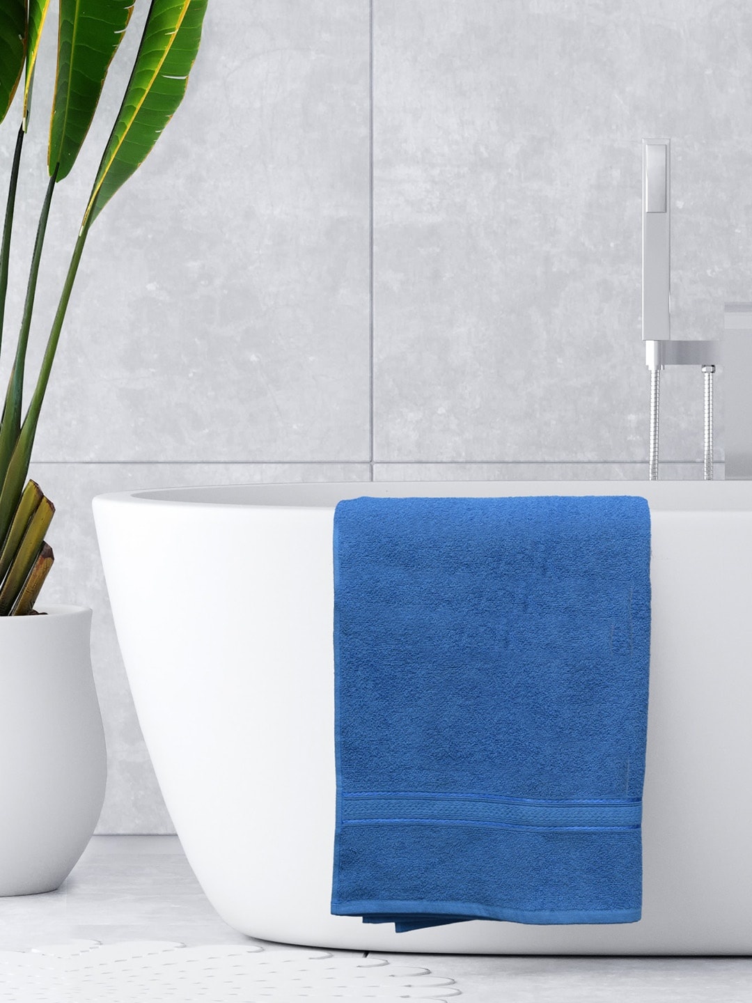 

RANGOLI Blue Solid Pure Cotton Quick Dry 380 GSM Bath Towel