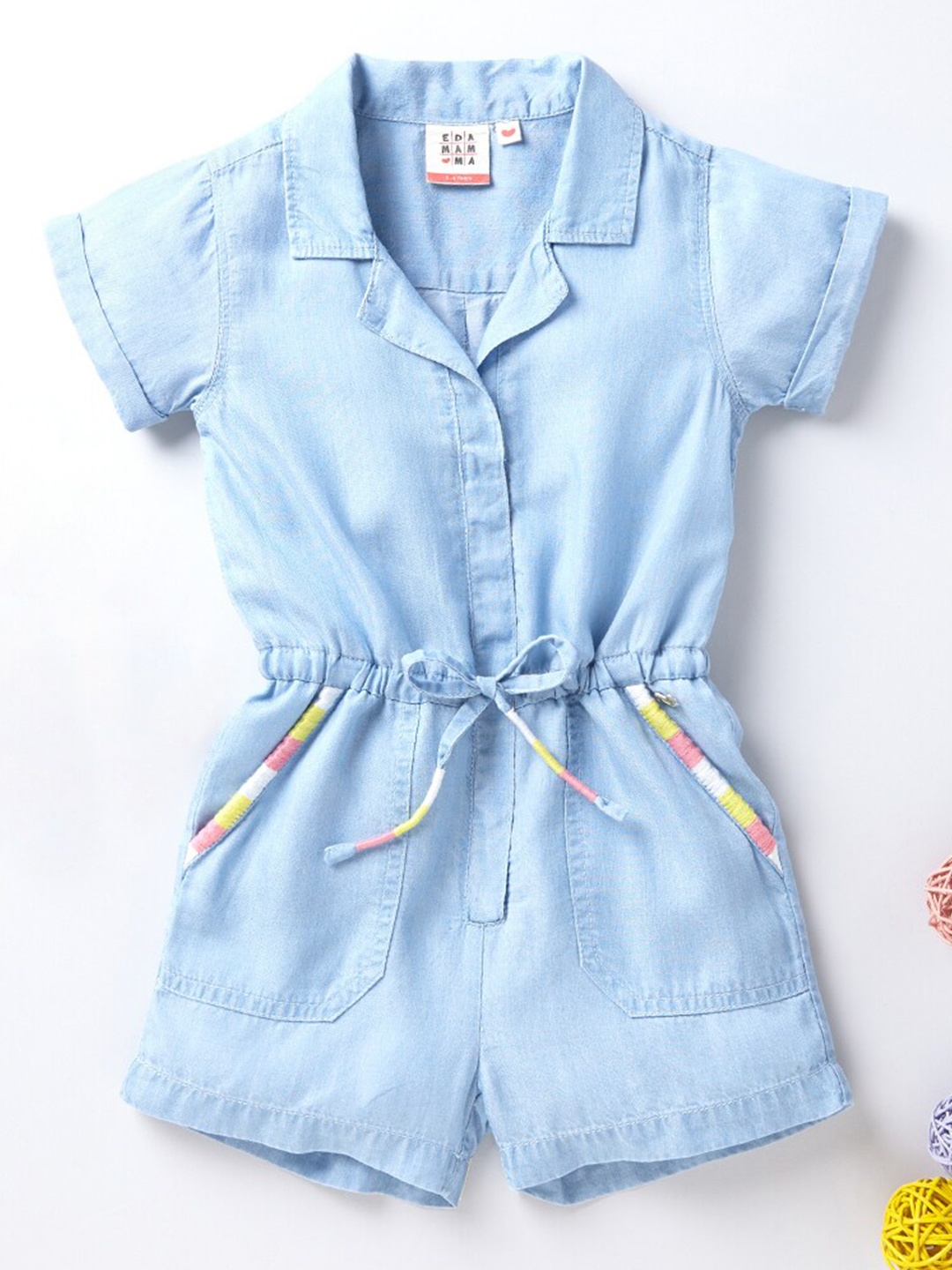 

Ed-a-Mamma Girls Blue & White Jumpsuit
