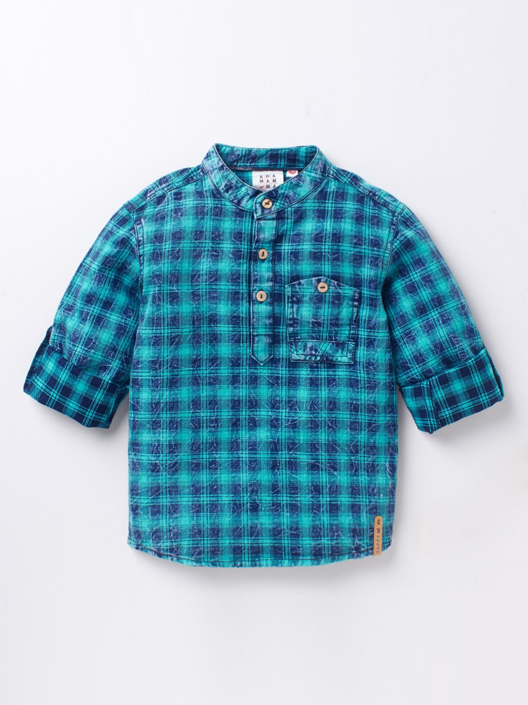 

Ed-a-Mamma Boys Blue Premium Opaque Checked Cotton Casual Shirt