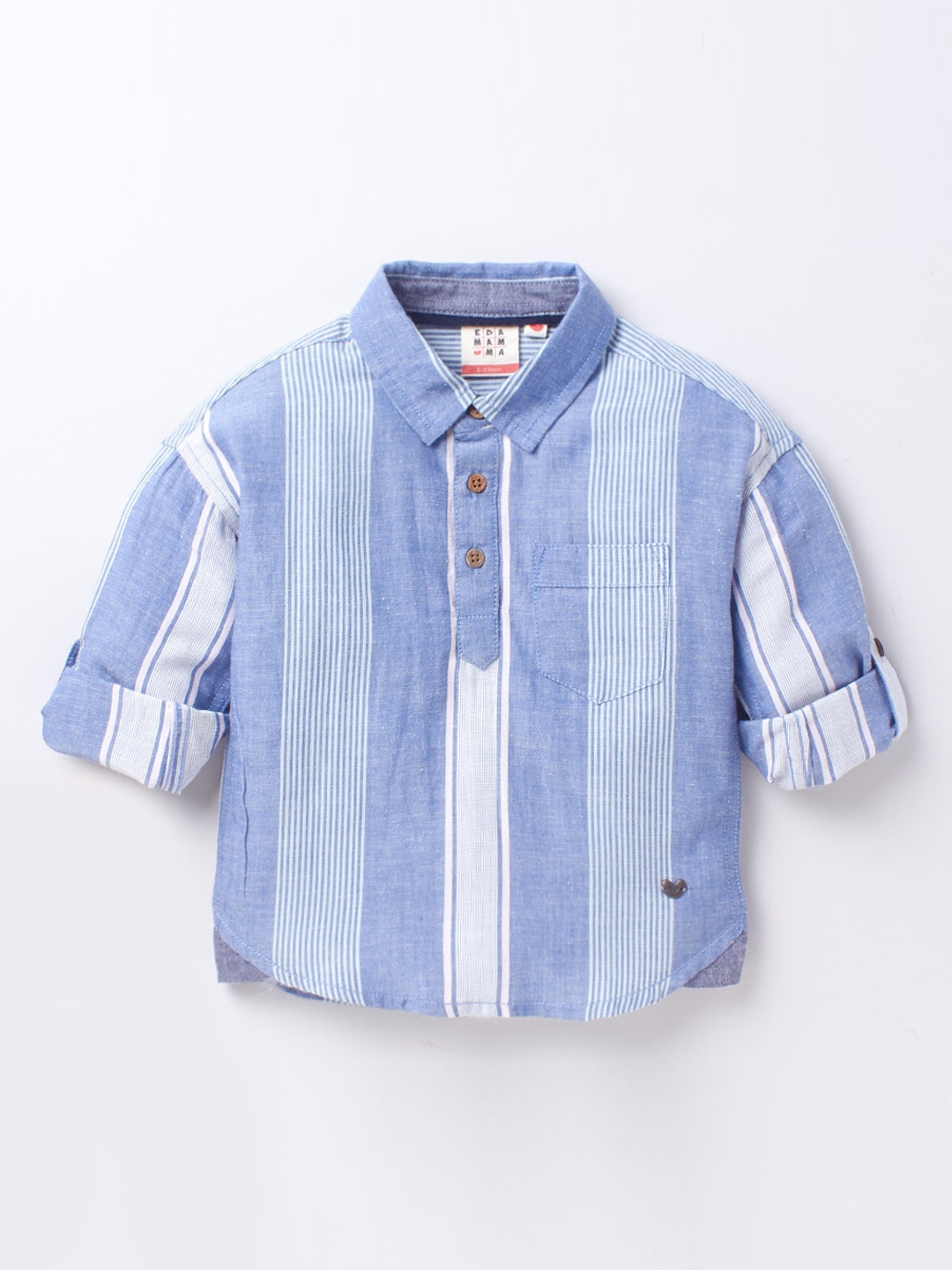 

Ed-a-Mamma Boys Blue Premium Opaque Striped Casual Shirt