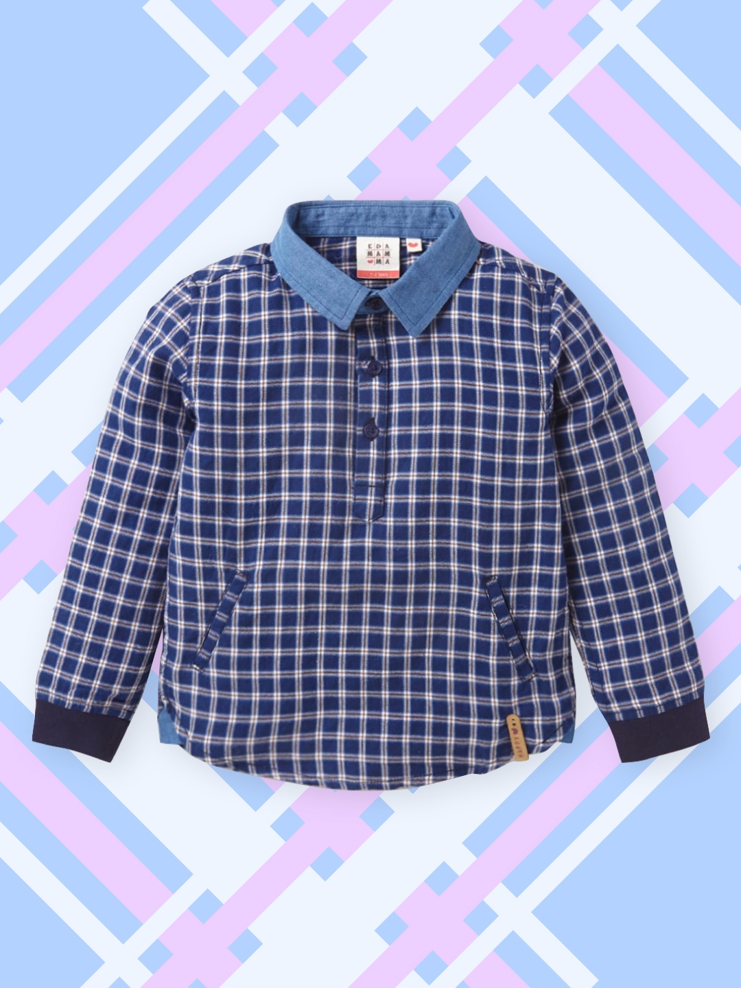

Ed-a-Mamma Boys Blue Tartan Checks Opaque Checked Casual Shirt