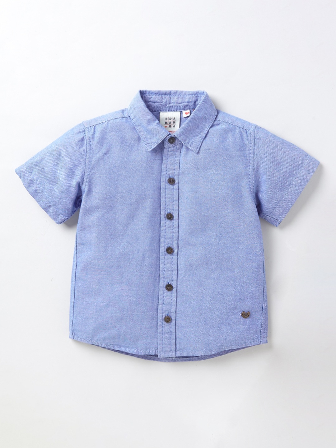 

Ed-a-Mamma Boys Blue Pure Cotton Solid Opaque Casual Sustainable Shirt