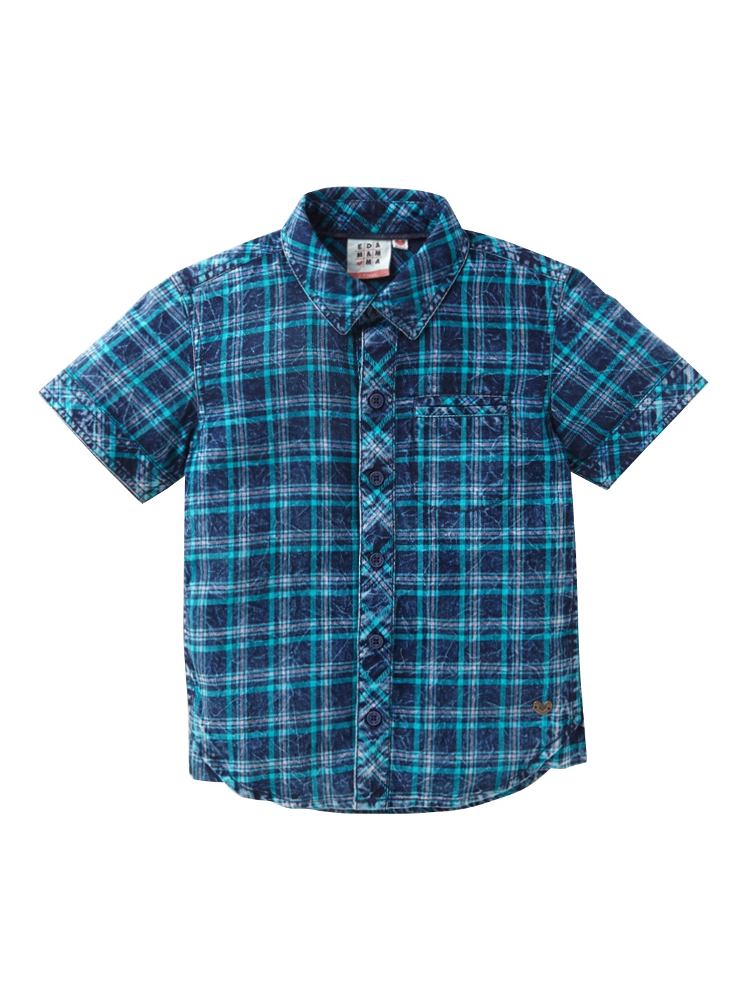 

Ed-a-Mamma Boys Teal Premium Tartan Checks Opaque Checked Casual Shirt