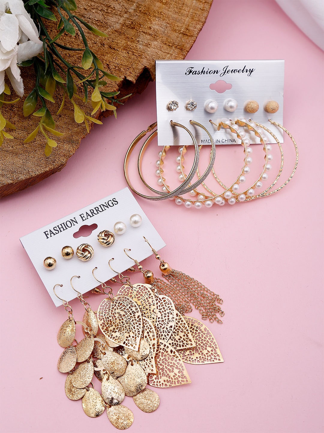 

YouBella Set Of 12 Gold-Plated Contemporary Drop Earrings