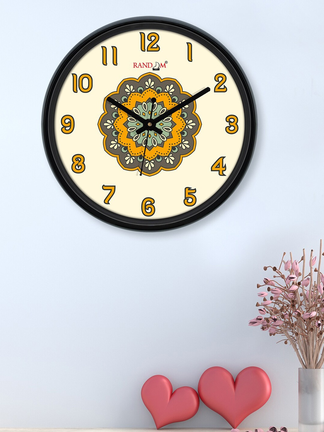 

RANDOM Beige & Green Printed Contemporary Wall Clock