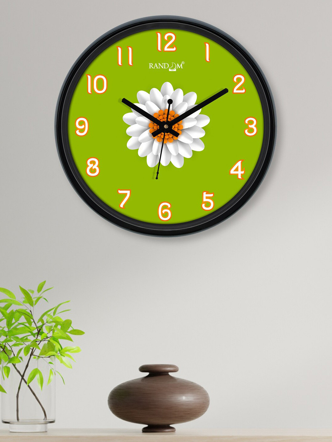 

RANDOM Green & White Printed Contemporary Wall Clock