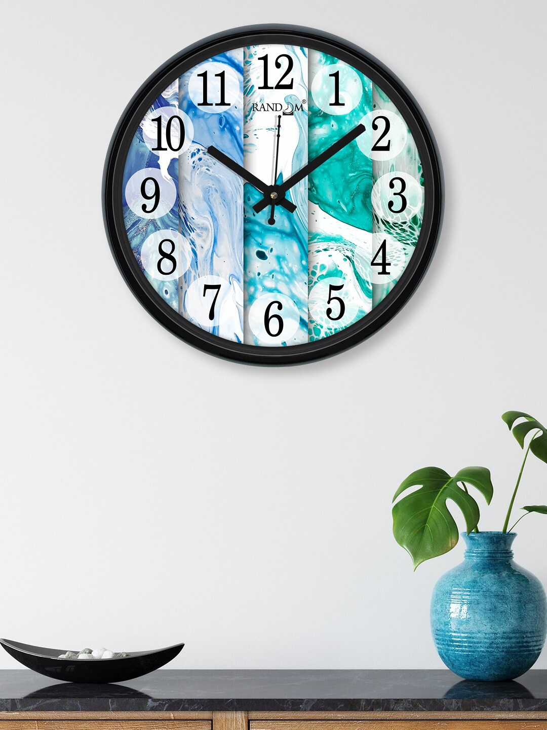 

RANDOM White & Green Printed Contemporary Wall Clock