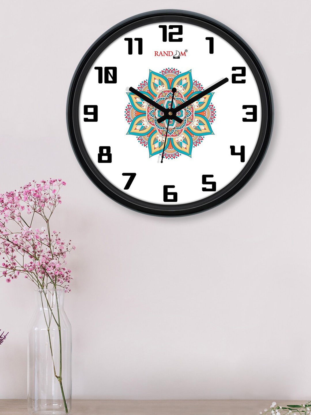 

RANDOM White & Green Printed Contemporary Wall Clock