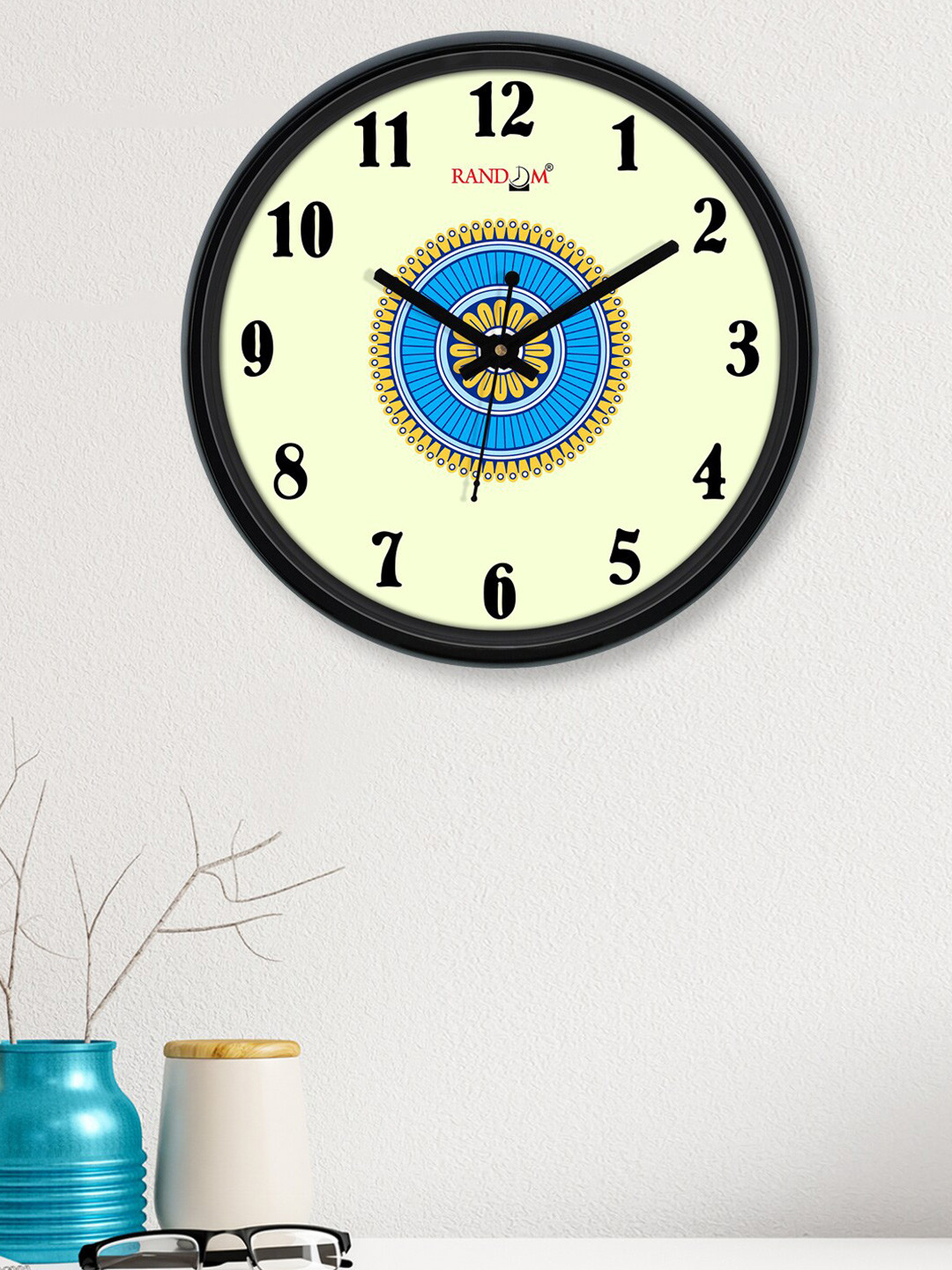 

RANDOM Off White & Blue Printed Contemporary Wall Clock