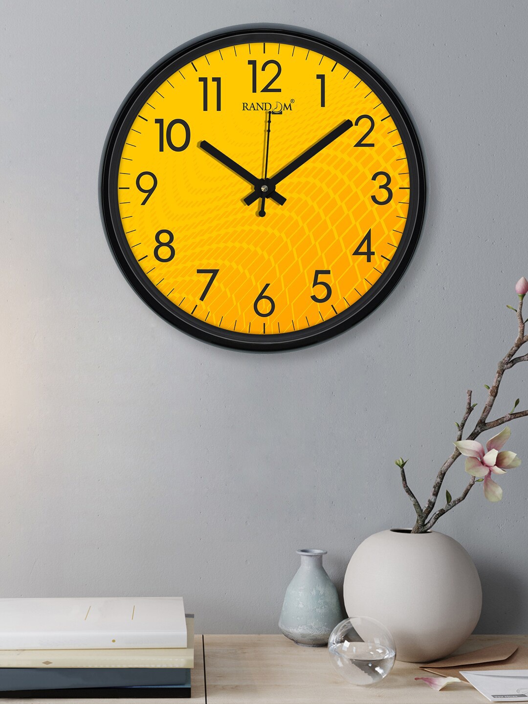 

RANDOM Yellow & Black Printed Contemporary Wall Clock
