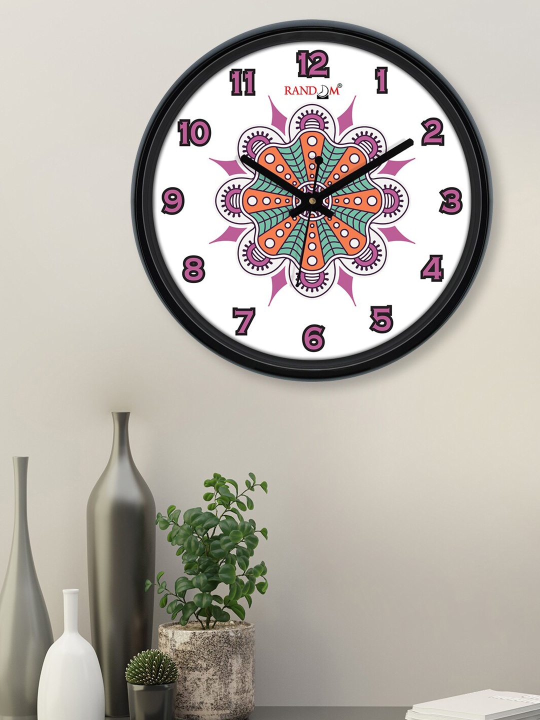 

RANDOM White & Orange Printed Contemporary Wall Clock 30 cm