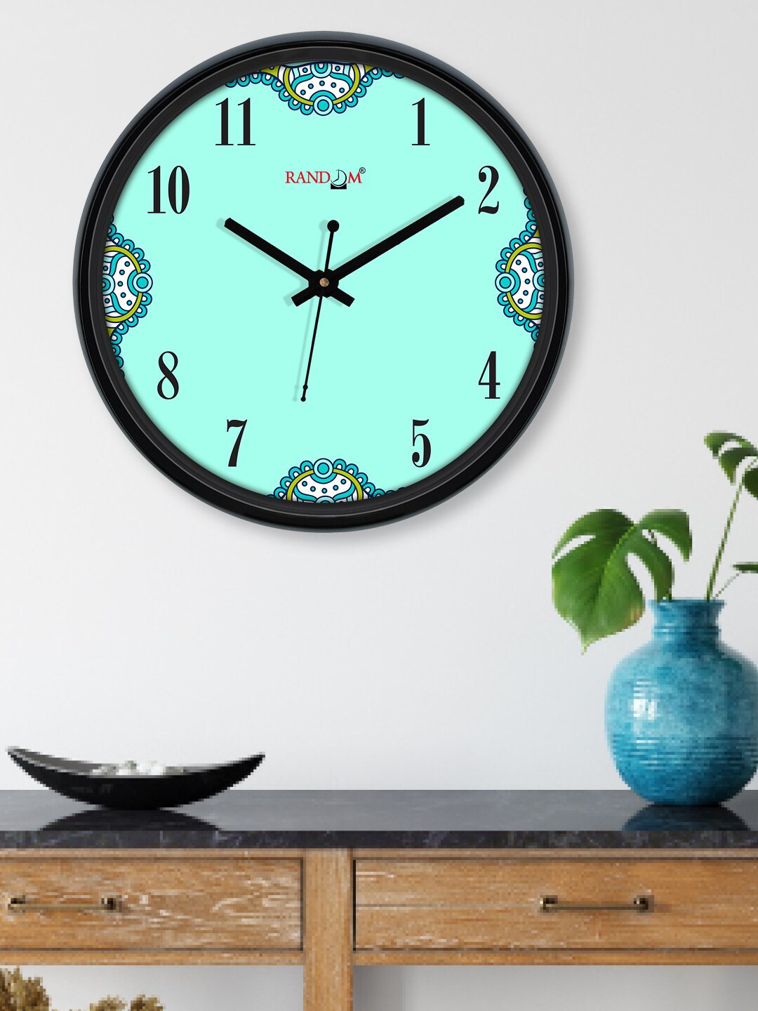 

RANDOM Turquoise Blue Printed Contemporary Wall Clock 30 cm