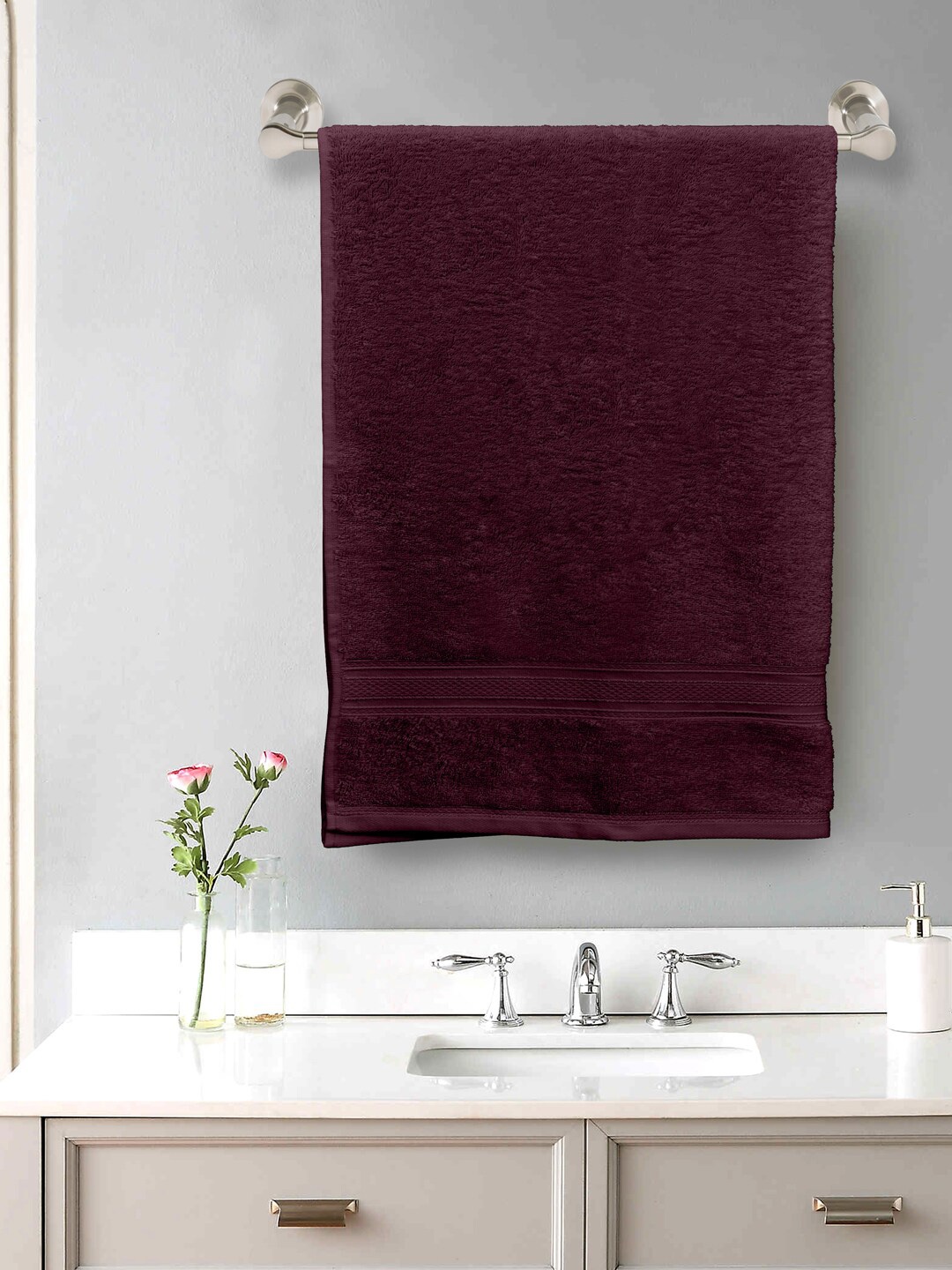 

Home Fresh Maroon Solid Pure Cotton 500 GSM Bath Towel