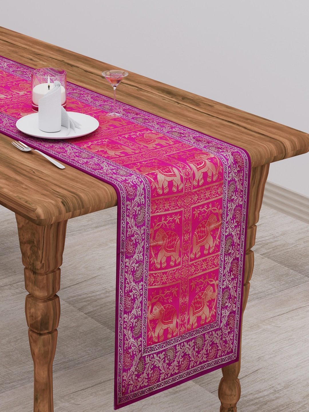 

Gulaab Jaipur Adult Pink & Gold Coloured Ethnic Motifs Printed Pure Cotton Table Runner