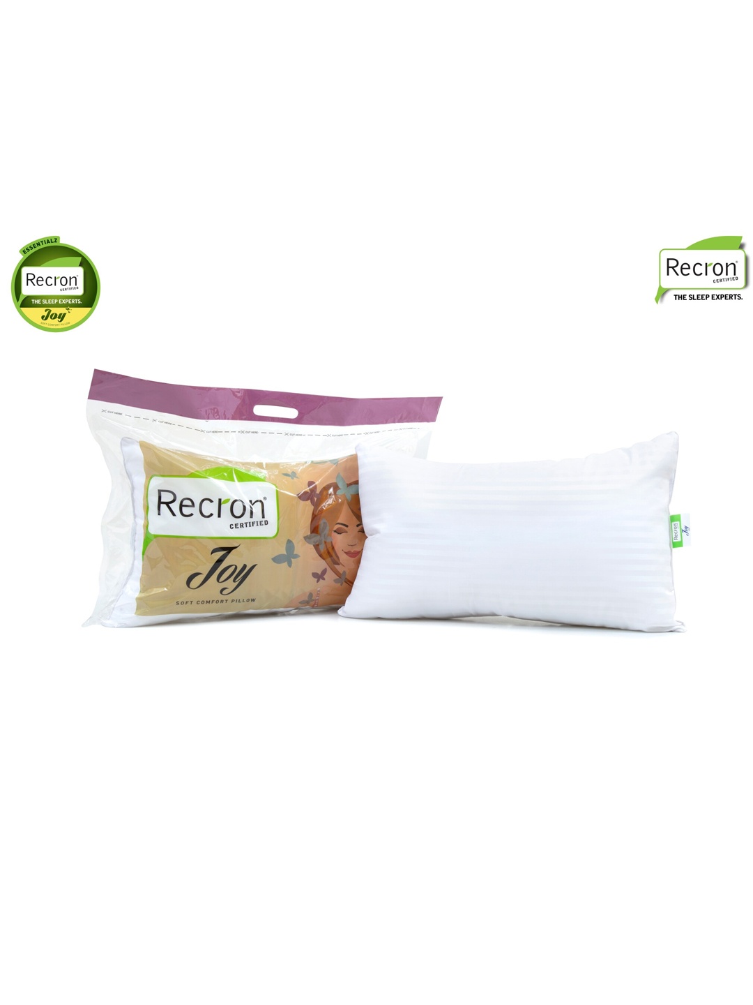 

Recron Certified White Striped Rectangular Sleep Pillow