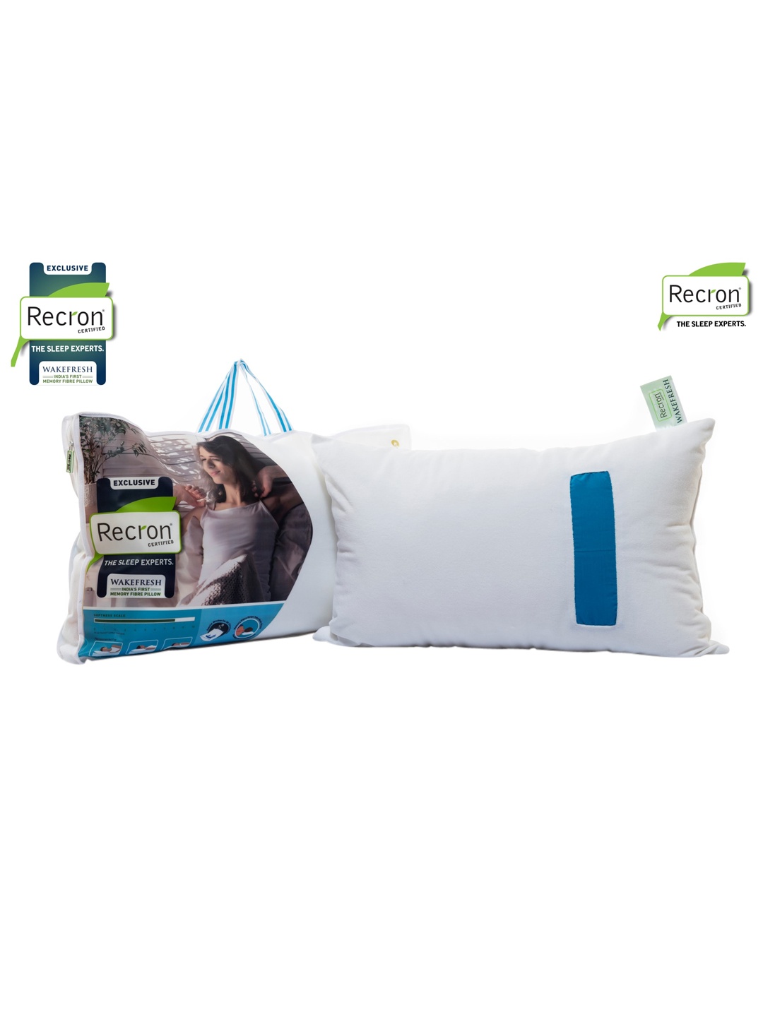

Recron Certified White Cotton Wake Fresh Pillow